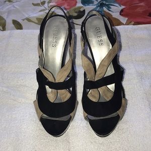 Guess Black and Tan 5in heels